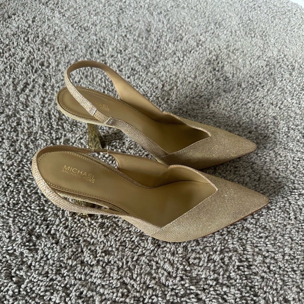 Michael Kors Elegant Gold Slingback Heels